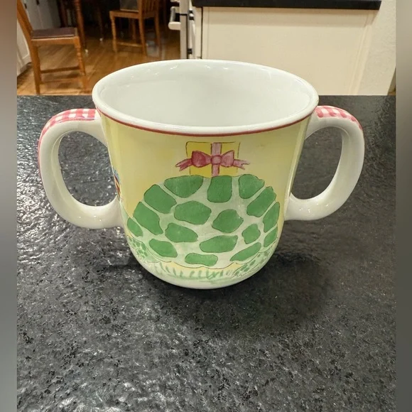 Childs Mug Two Handled Kelly B. Rightsell Designs Portugal Monkey & Turtle EUC - Picture 10 of 10